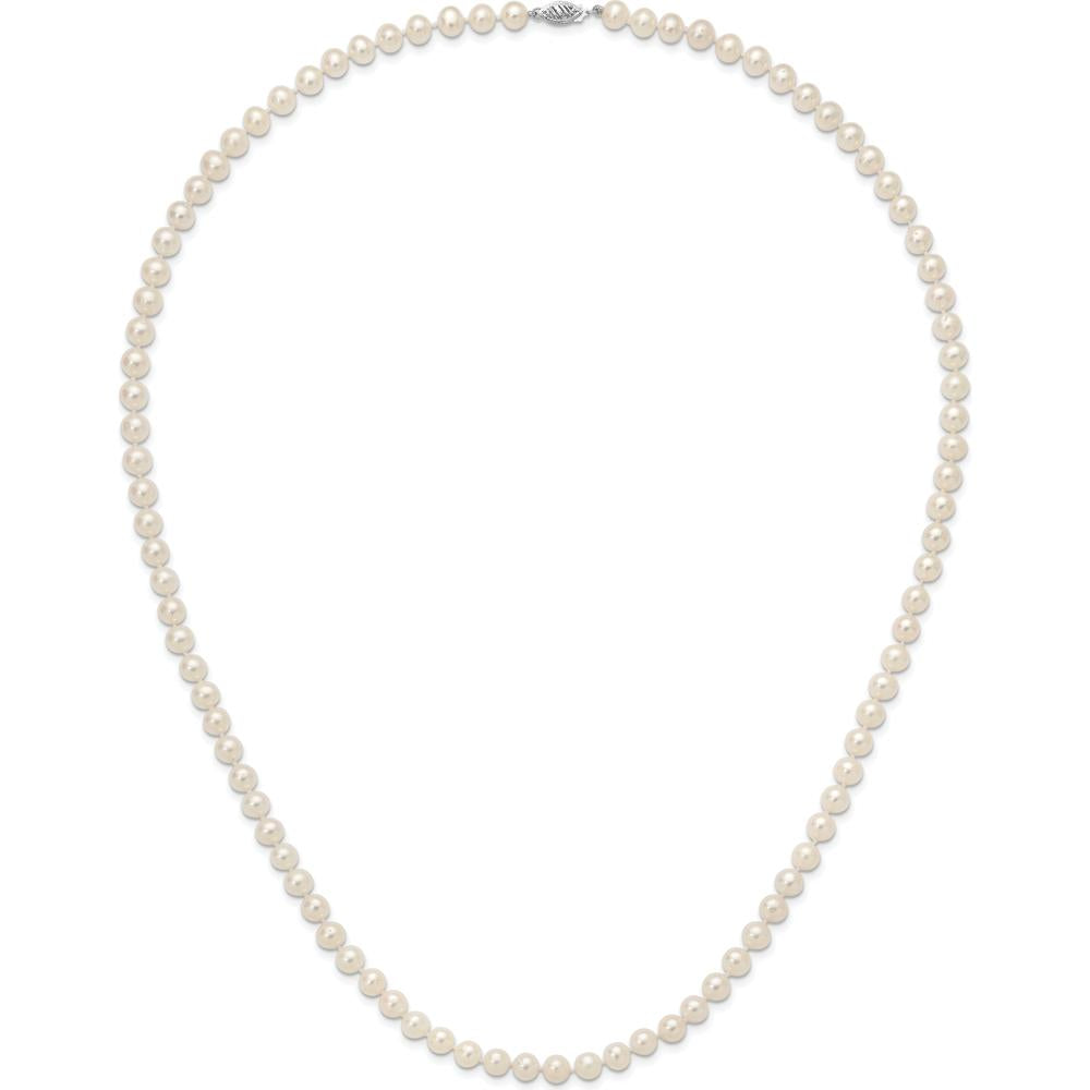 14K White Gold 28" Necklace with 7-8mm Near Round Freshwater Cultured Pearls by Monteluci Fine Jewelry
