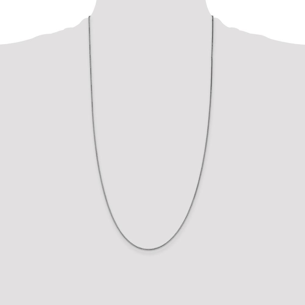 14K White Gold 28" Polished Box Chain Necklace with Lobster Clasp by Oro Pregiato