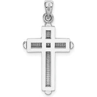 14K White Gold 2D Beveled Stick Cross Charm - Polished Finish, Rhodium Plated by Oro Pregiato