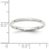 14K White Gold 2mm Comfort Fit Wedding Band - Size 6, Polished Finish by 0