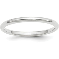 14K White Gold 2mm Comfort Fit Wedding Band with Polished Finish - Size 8 by 0