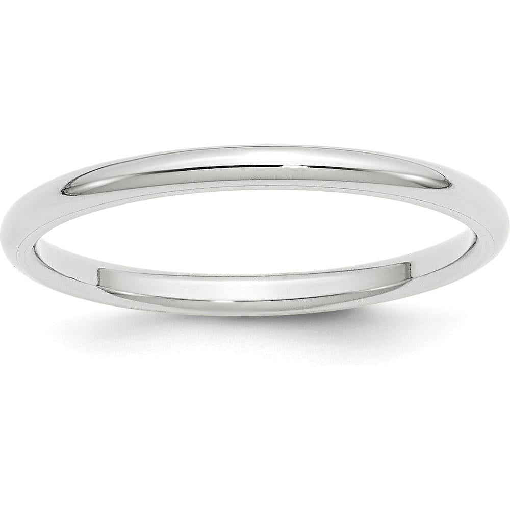 14K White Gold 2mm Comfort Fit Wedding Band with Polished Finish - Size 8 by 0