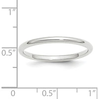 14K White Gold 2mm Comfort Fit Wedding Band with Polished Finish - Size 8 by 0