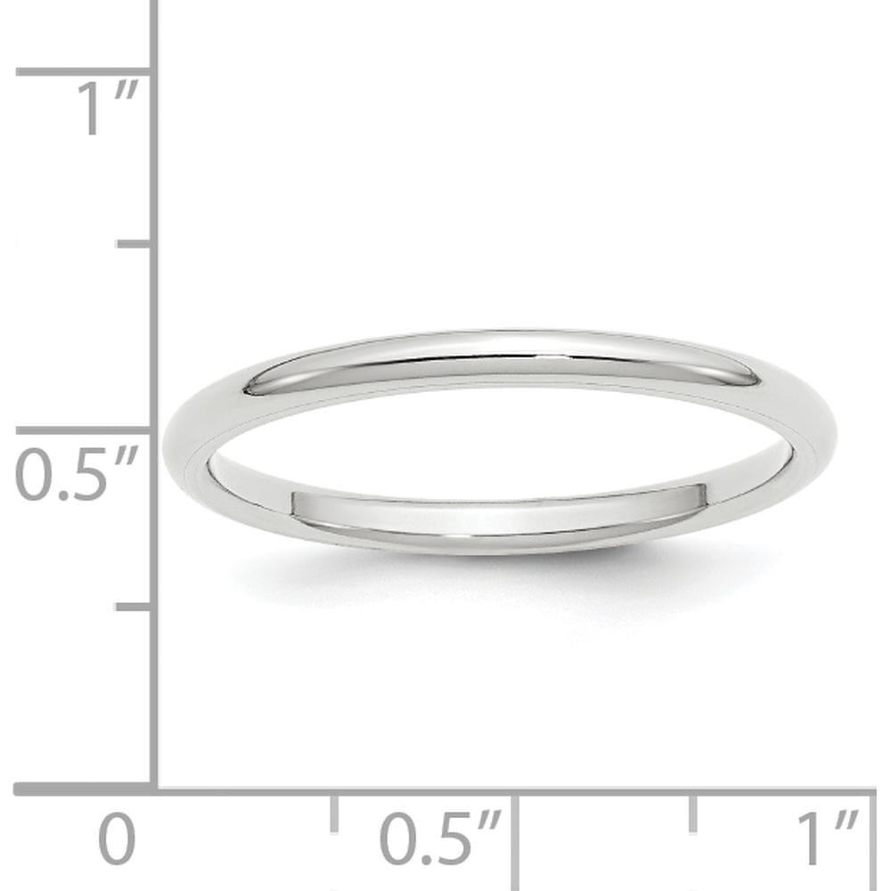 14K White Gold 2mm Comfort Fit Wedding Band with Polished Finish - Size 8 by 0