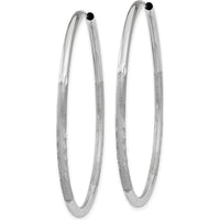 14K White Gold 2mm Diamond-Cut Endless Hoop Earrings - 40mm Length by Oro Pregiato