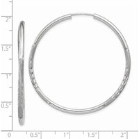 14K White Gold 2mm Diamond-Cut Endless Hoop Earrings - 40mm Length by Oro Pregiato