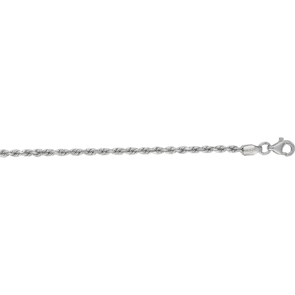 14K White Gold 2mm Diamond Cut Rope Chain Necklace - 16" Length by Orozza Fine Jewelry