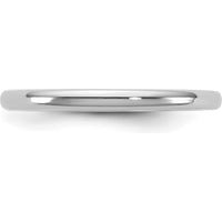14K White Gold 2mm European Comfort Fit Band - Polished Finish, Domed Profile, Unisex Design by 0