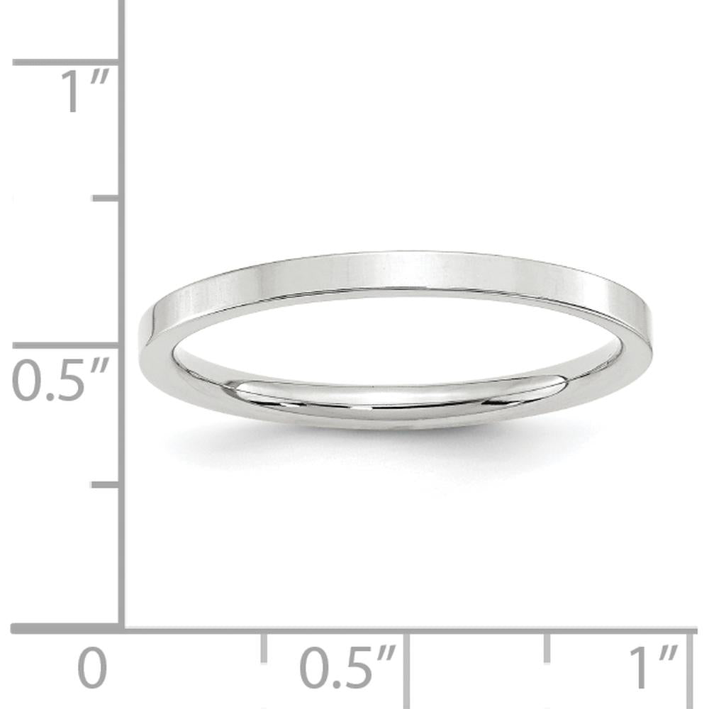 14K White Gold 2mm Flat Comfort Fit Wedding Band - Solid and Polished, Size 13.5 by Luciano & Cie