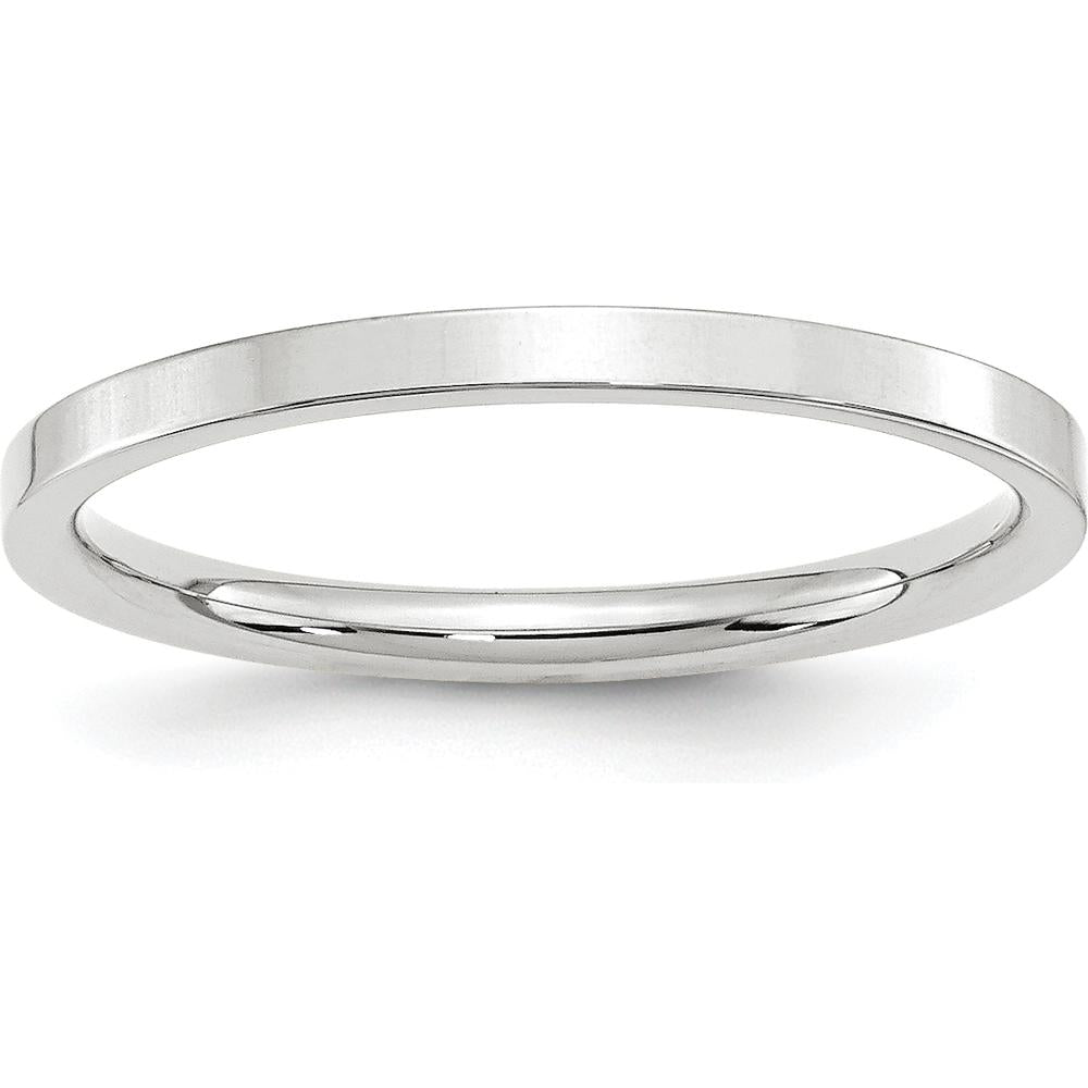 14K White Gold 2mm Flat Comfort Fit Wedding Band - Solid Polished Design by Luciano & Cie