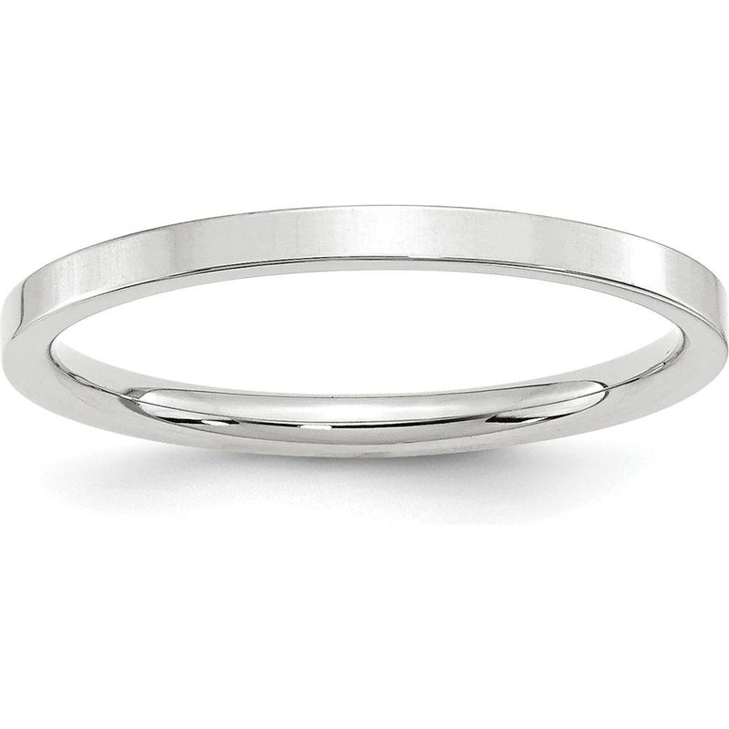 14K White Gold 2mm Flat Comfort Fit Wedding Band - Solid Polished Design by Luciano & Cie