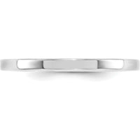 14K White Gold 2mm Flat Comfort Fit Wedding Band - Solid Polished Design by Luciano & Cie