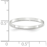 14K White Gold 2mm Flat Wedding Band - Lightweight and Polished, Size 6 by Luciano & Cie