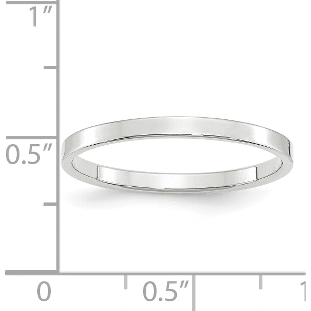 14K White Gold 2mm Flat Wedding Band - Lightweight and Polished, Size 6 by Luciano & Cie