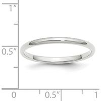 14K White Gold 2mm Half-Round Wedding Band - Polished Finish, Size 4 by Luciano & Cie