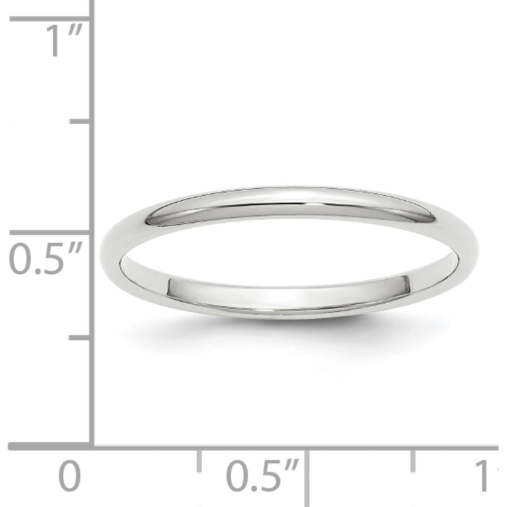 14K White Gold 2mm Half-Round Wedding Band with Rhodium Plating - Size 7.5 by Luciano & Cie