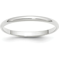 14K White Gold 2mm Lightweight Half Round Wedding Band - Size 9 by Luciano & Cie