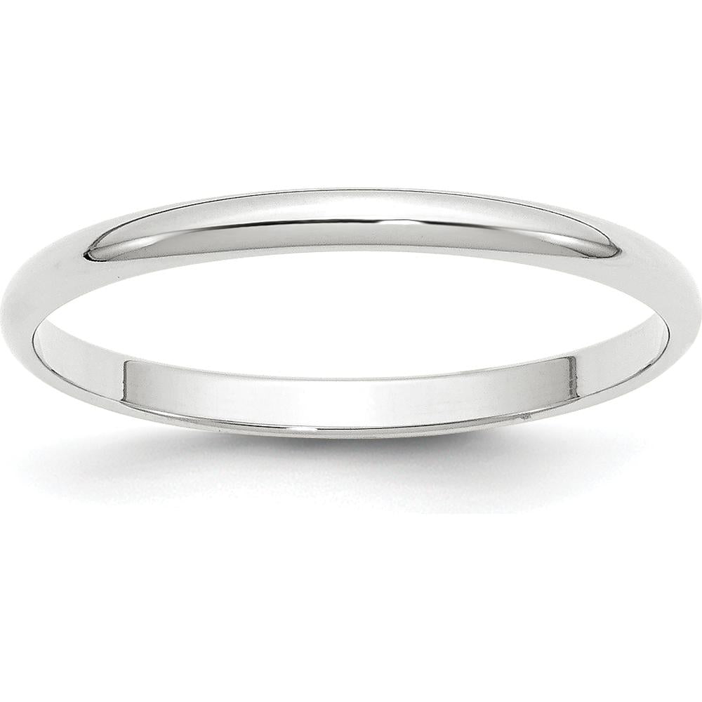 14K White Gold 2mm Lightweight Half Round Wedding Band - Size 9 by Luciano & Cie