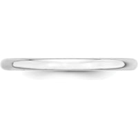 14K White Gold 2mm Lightweight Half Round Wedding Band - Size 9 by Luciano & Cie