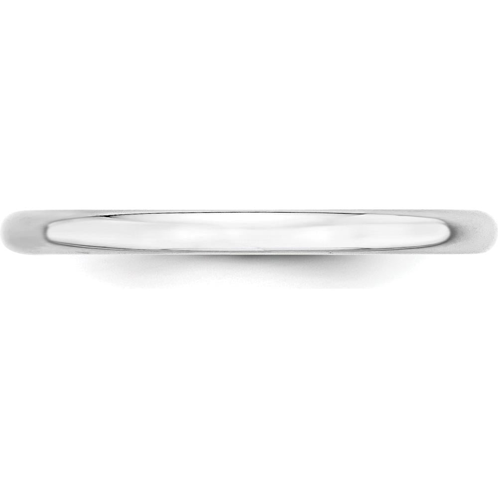 14K White Gold 2mm Lightweight Half Round Wedding Band - Size 9 by Luciano & Cie