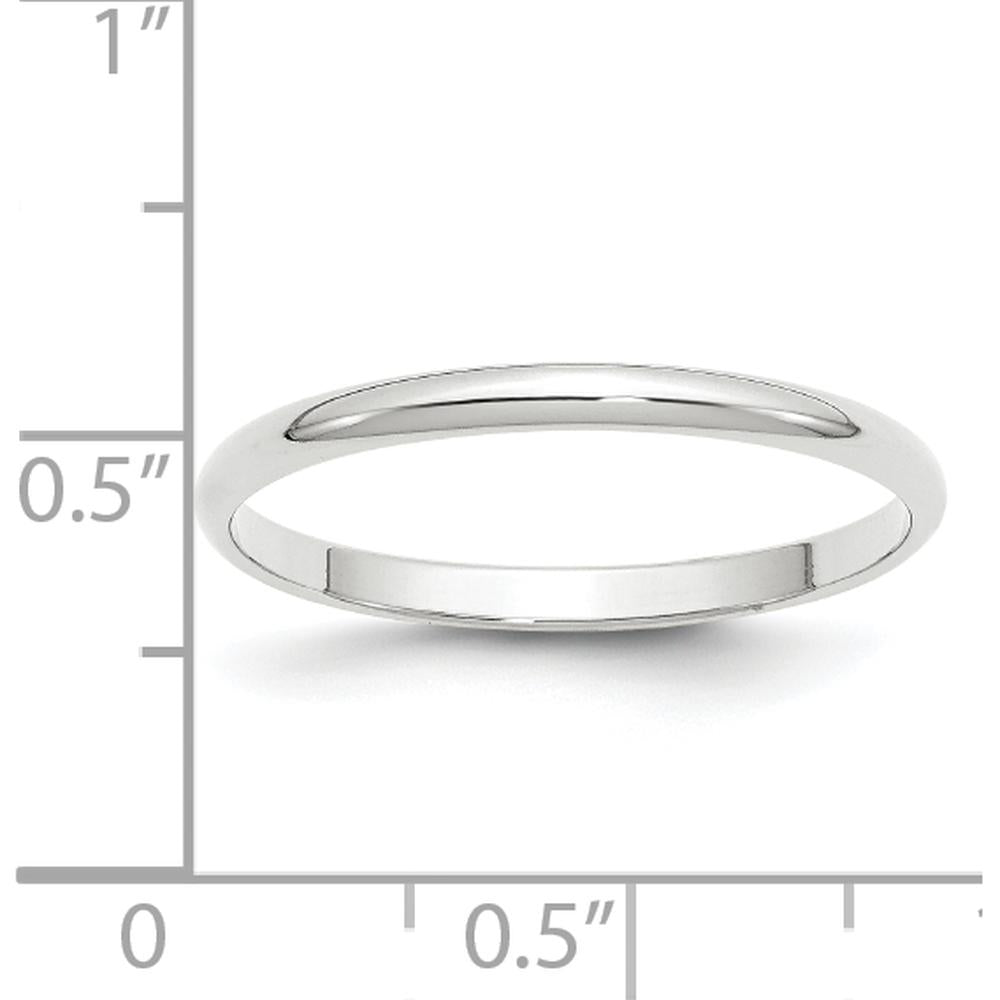 14K White Gold 2mm Lightweight Half Round Wedding Band - Size 9 by Luciano & Cie