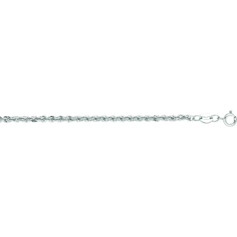 14K White Gold 2mm Lite Rope Chain Necklace with Lobster Lock - 18" by Orozza Fine Jewelry