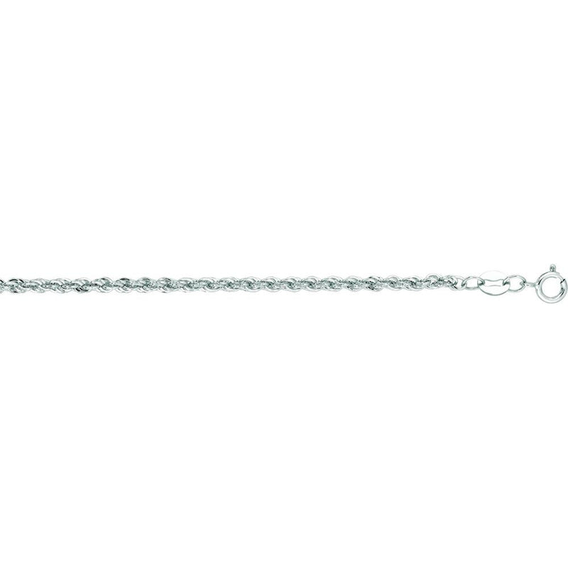14K White Gold 2mm Lite Rope Chain Necklace with Lobster Lock - 18" by Orozza Fine Jewelry