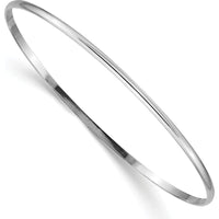 14K White Gold 2mm Solid Polished Half-Round Slip-On Bangle Bracelet by Oro Pregiato
