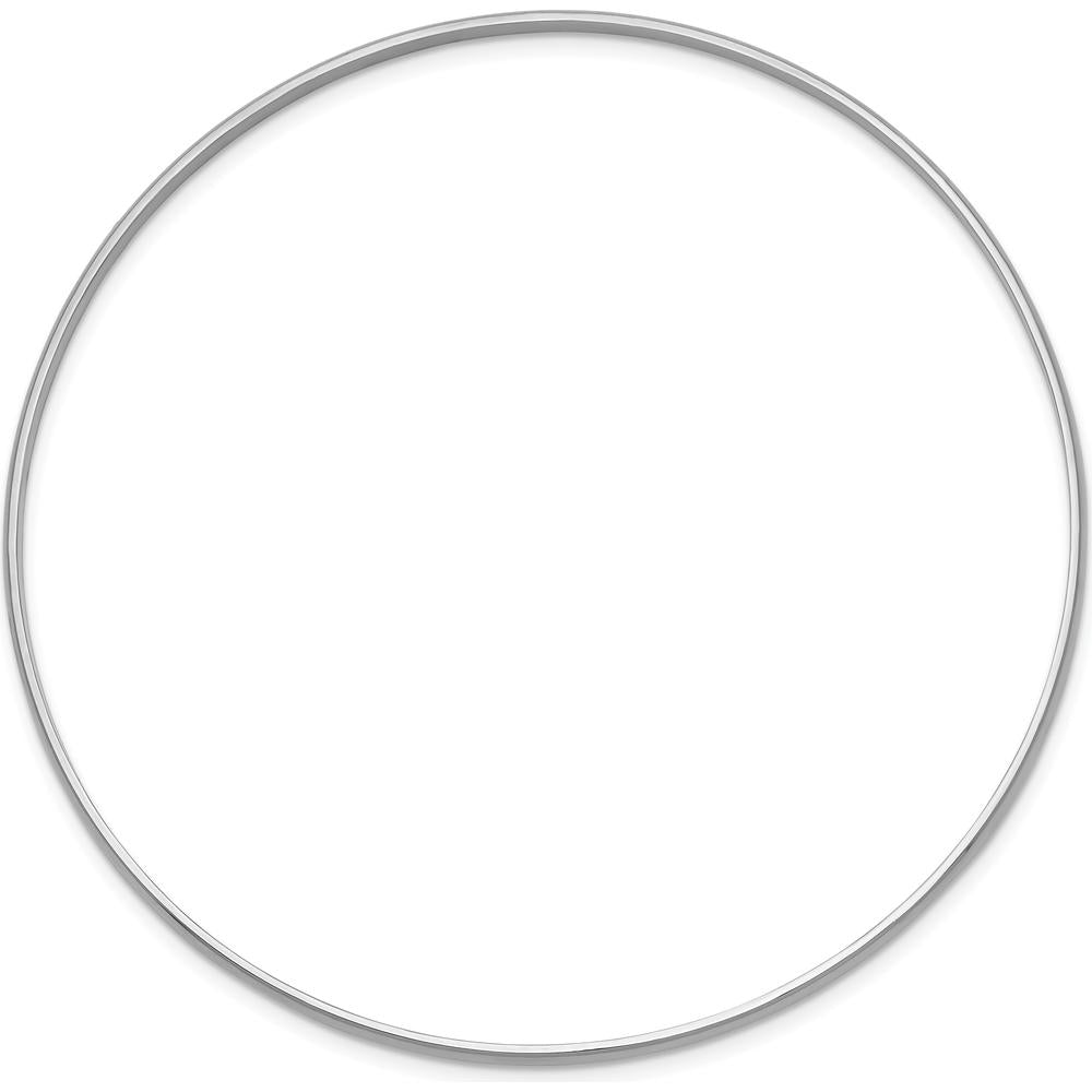 14K White Gold 2mm Solid Polished Half-Round Slip-On Bangle Bracelet by Oro Pregiato
