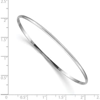 14K White Gold 2mm Solid Polished Half-Round Slip-On Bangle Bracelet by Oro Pregiato