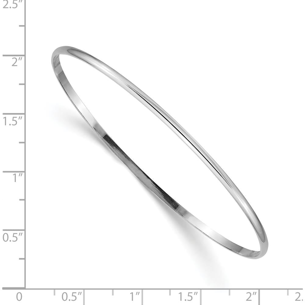 14K White Gold 2mm Solid Polished Half-Round Slip-On Bangle Bracelet by Oro Pregiato