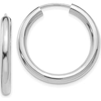 14K White Gold 3.00mm Polished Endless Tube Hoop Earrings - 25mm Diameter by 0