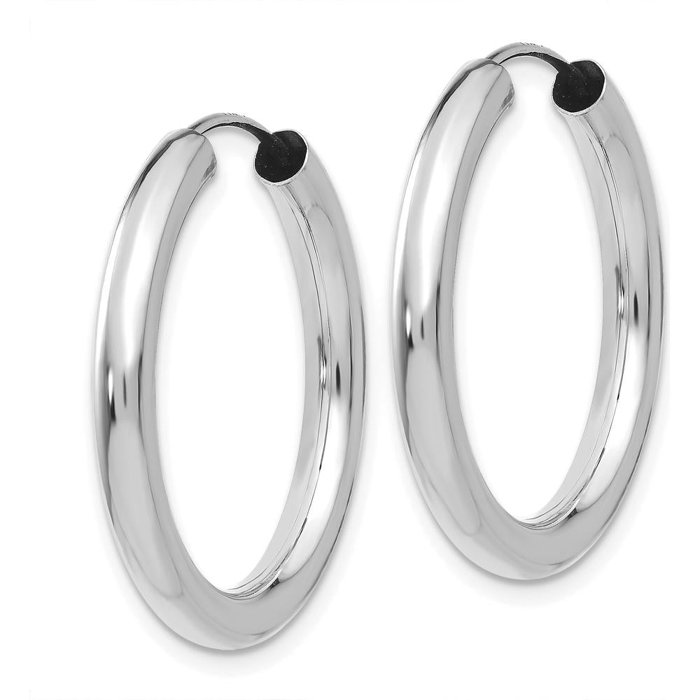 14K White Gold 3.00mm Polished Endless Tube Hoop Earrings - 25mm Diameter by 0