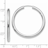 14K White Gold 3.00mm Polished Endless Tube Hoop Earrings - 25mm Diameter by 0