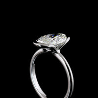 14K White Gold 3.02 Carat Oval Cut Half Bezel Set Lab Diamond Solitaire Ring - E-F Color VVS2 Clarity IGI Certified - Covaloro Fine Jewelry