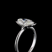 14K White Gold 3.02 Carat Oval Cut Half Bezel Set Lab Diamond Solitaire Ring - E-F Color VVS2 Clarity IGI Certified - Covaloro Fine Jewelry