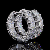 14K White Gold 3.03 Carat Radiant Cut Lab Diamond Huggie Earrings - 20 Stones, E-F Color, VS Clarity, Prong Set - Covaloro Fine Jewelry