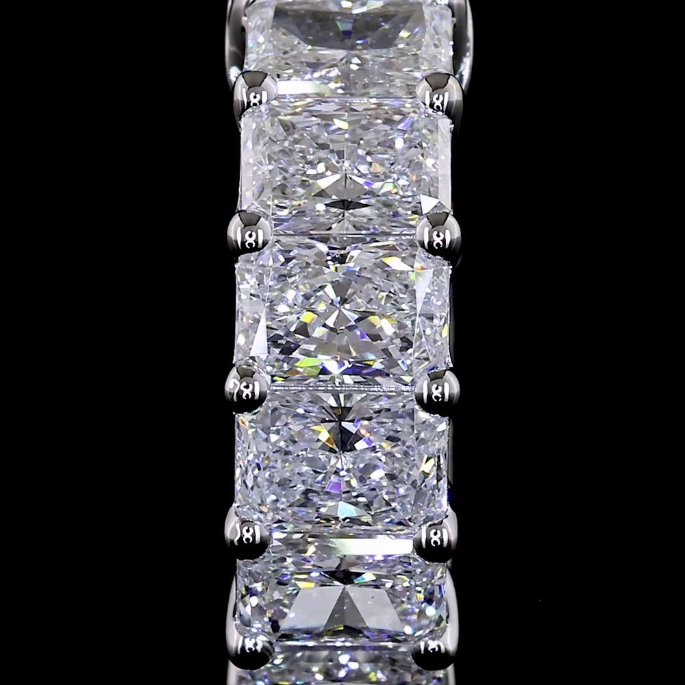 14K White Gold 3.03 Carat Radiant Cut Lab Diamond Huggie Earrings - 20 Stones, E-F Color, VS Clarity, Prong Set - Covaloro Fine Jewelry