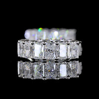 14K White Gold 3.03 Carat Radiant Cut Lab Diamond Huggie Earrings - 20 Stones, E-F Color, VS Clarity, Prong Set - Covaloro Fine Jewelry