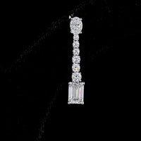 14K White Gold 3.05 Carat Mixed Shape Hanging Earrings with Oval, Round, and Emerald Cut Lab Diamonds in Prong Setting - E-F Color VS2 Clarity - Covaloro Fine Jewelry