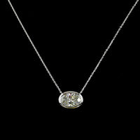 14K White Gold 3.06 Carat Oval Lab Diamond Solitaire Pendant in East-West Bezel Setting - E-F Color VS1 Clarity IGI Certified - Covaloro Fine Jewelry