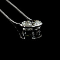 14K White Gold 3.06 Carat Oval Lab Diamond Solitaire Pendant in East-West Bezel Setting - E-F Color VS1 Clarity IGI Certified - Covaloro Fine Jewelry