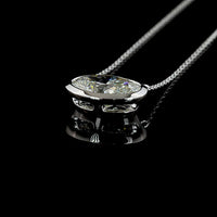 14K White Gold 3.06 Carat Oval Lab Diamond Solitaire Pendant in East-West Bezel Setting - E-F Color VS1 Clarity IGI Certified - Covaloro Fine Jewelry