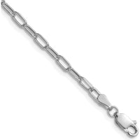 14K White Gold 3.0mm Semi-Solid Beveled Paperclip Chain Bracelet - Polished Rhodium Plated by Oro Pregiato