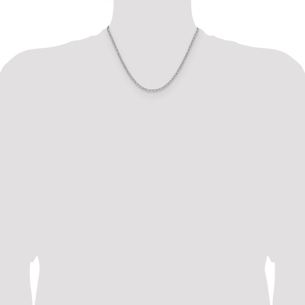 14K White Gold 3.0mm Semi-Solid Beveled Paperclip Chain Necklace - 18 Inches by Oro Pregiato