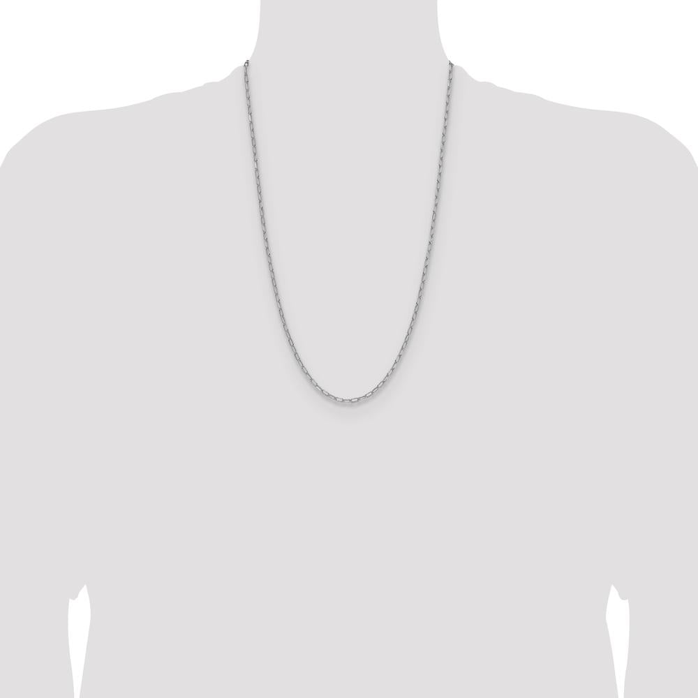 14K White Gold 3.0mm Semi-Solid Beveled Paperclip Chain Necklace with Lobster Clasp - 26 inches by Oro Pregiato