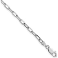 14K White Gold 3.0mm Solid Beveled Paperclip Chain Bracelet with Lobster Clasp by Oro Pregiato