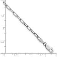 14K White Gold 3.0mm Solid Beveled Paperclip Chain Bracelet with Lobster Clasp by Oro Pregiato