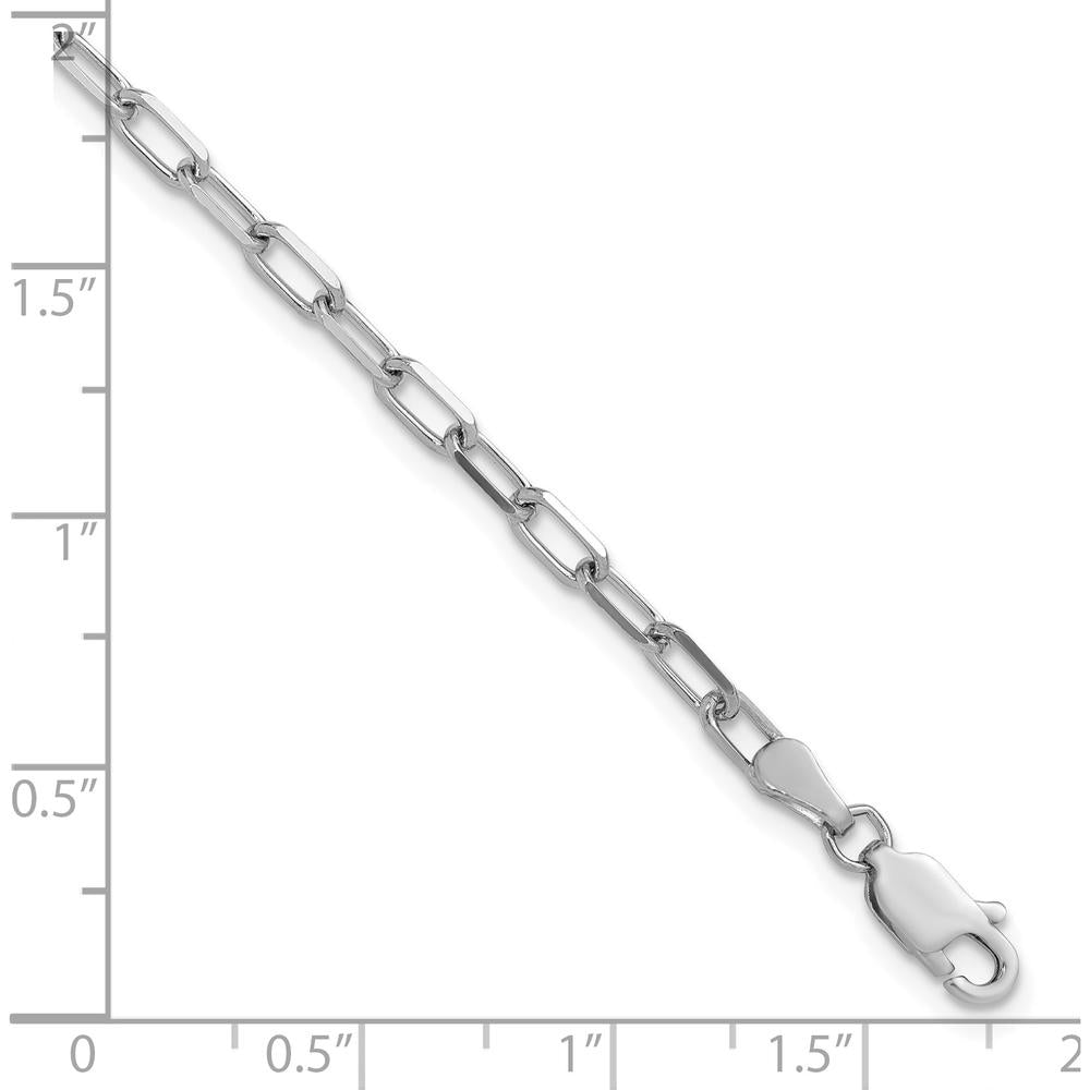 14K White Gold 3.0mm Solid Beveled Paperclip Chain Bracelet with Lobster Clasp by Oro Pregiato