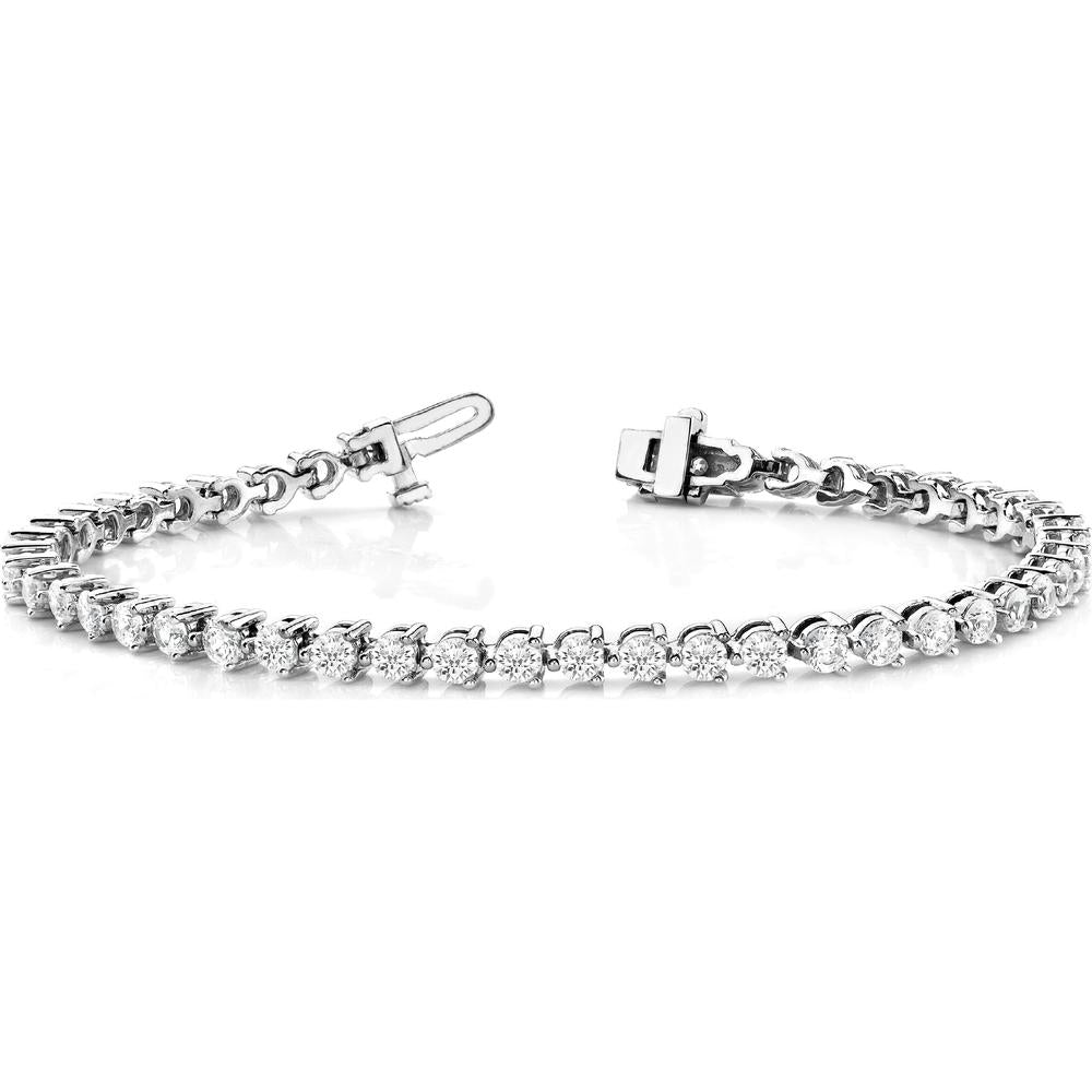 14K White Gold 3 1/4 Carat Lab Diamond In-Line Prong Set Bracelet by Robinson's Jewelers